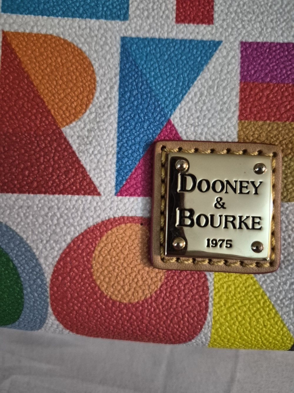 Dooney & Bourke White Multicolor Logo Print Leather Crossbody - Picture 3 of 11